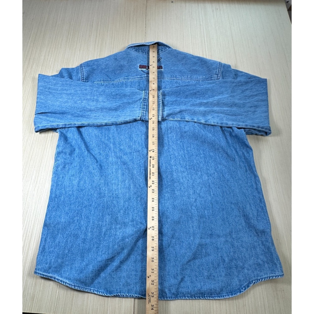 Hard Rock Shirt Mens XL Blue Logo Cotton Denim Long Sleeve Collared Button-Up - Picture 3 of 6
